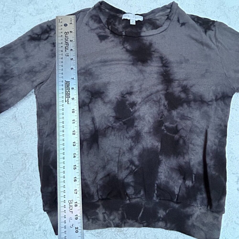 Anthropologie Eri + Ali Women's Tie Dye Sweatshirt Long Sleeve Tee Black Gray XS - Picture 9 of 9